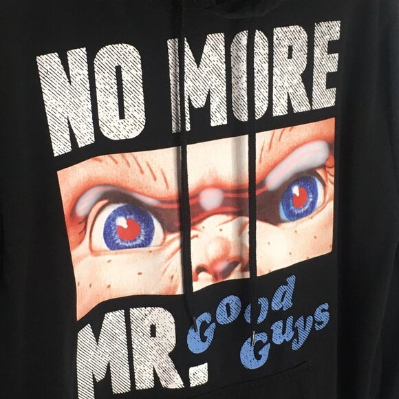 Chucky Hoodie Mens Large Horror Movie No More Mr. Good Guys Wanna Play Pullover - Picture 3 of 15